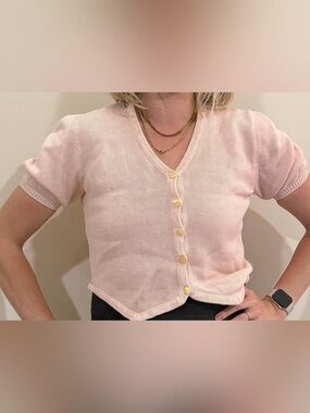 Pink Button-Up Cardigan